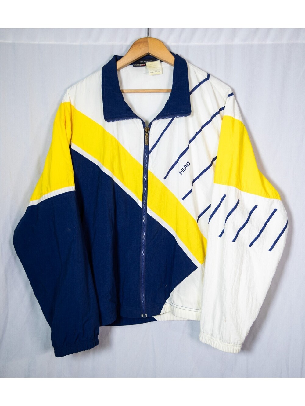 HEAD 80s Ski Jacket Full Zip Retro Embroidered Logo Color Block Men's L